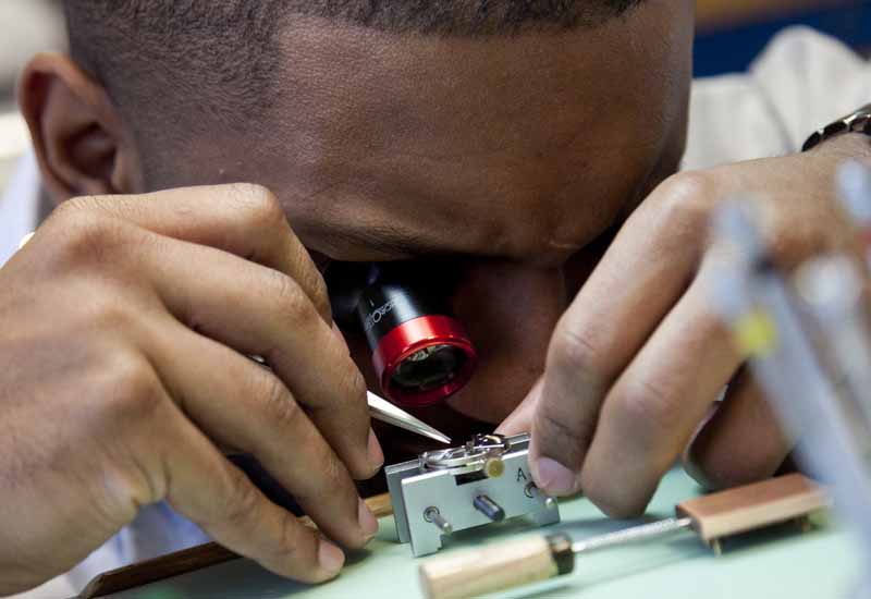 British school of watchmaking student at work